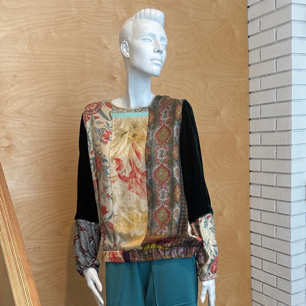 Silk and velvet Long Sleeve Women’s Top